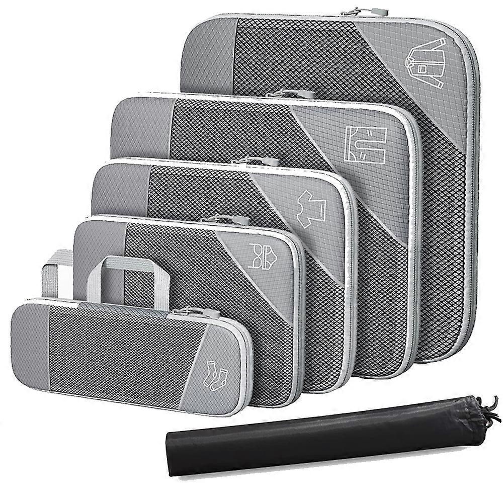 6 Set Compression Packing Cubes Travel Accessories Expandable Packing Organizer