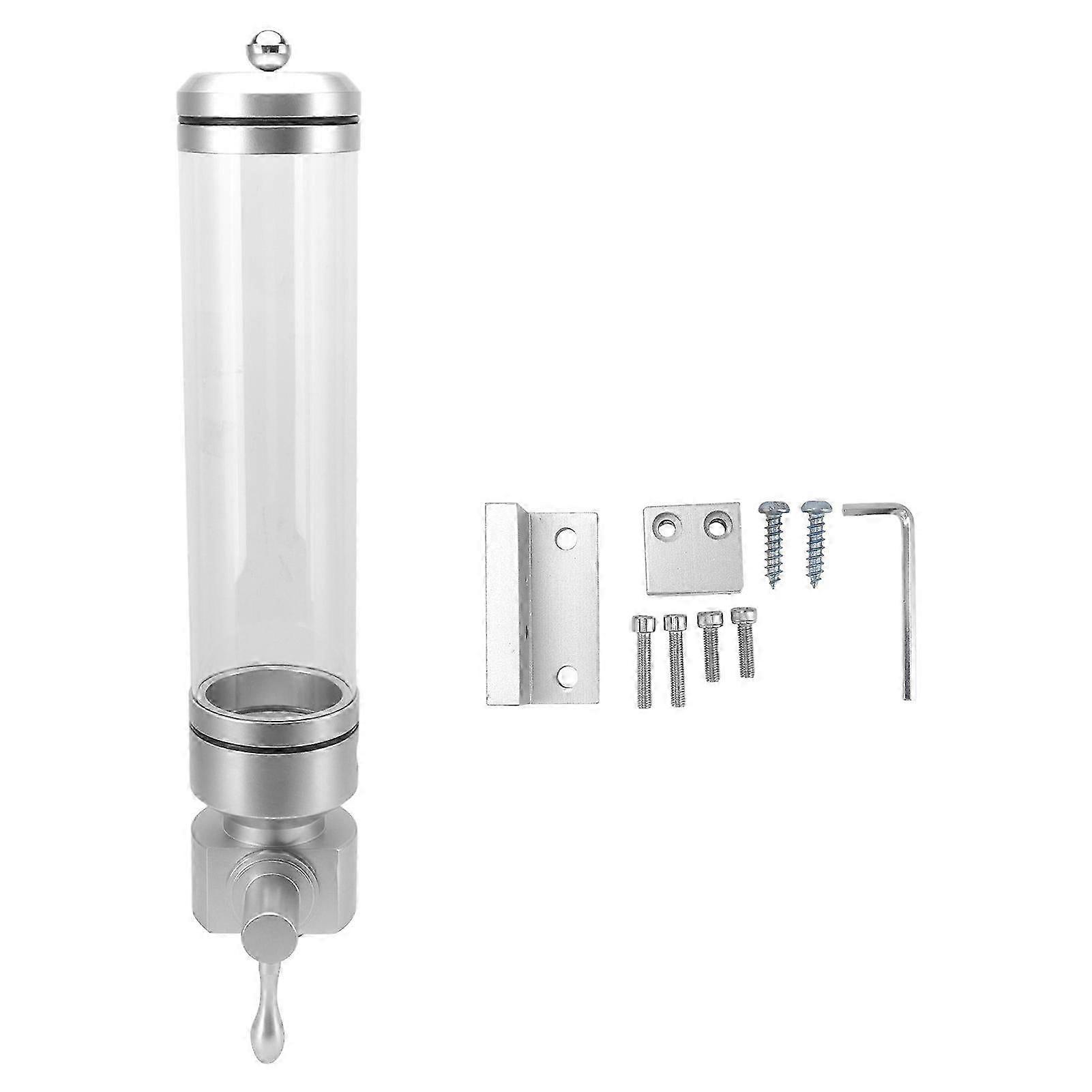 Coffee Bean Storage Dispenser Wall Mounted Round Transparent Tank Coffee Bean Display Jar For Sugar Rice Nuts Silver