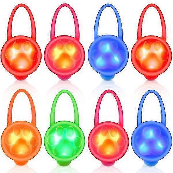 8 Pieces Waterproof Silicone Dog Collar Light with LED Night Safety Strobe for Pets, Ideal for Walking, Camping, and Warning Use