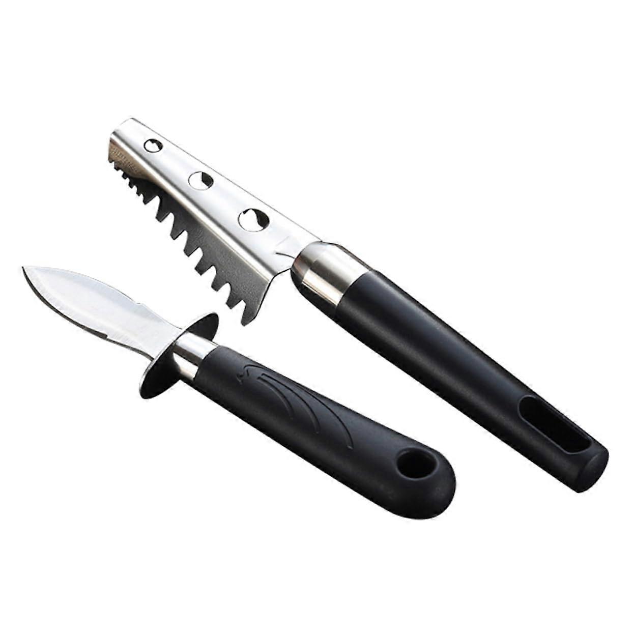 2 pieces fish scale scraper and oyster opener seafood tool for restaurant and easy to clean compact