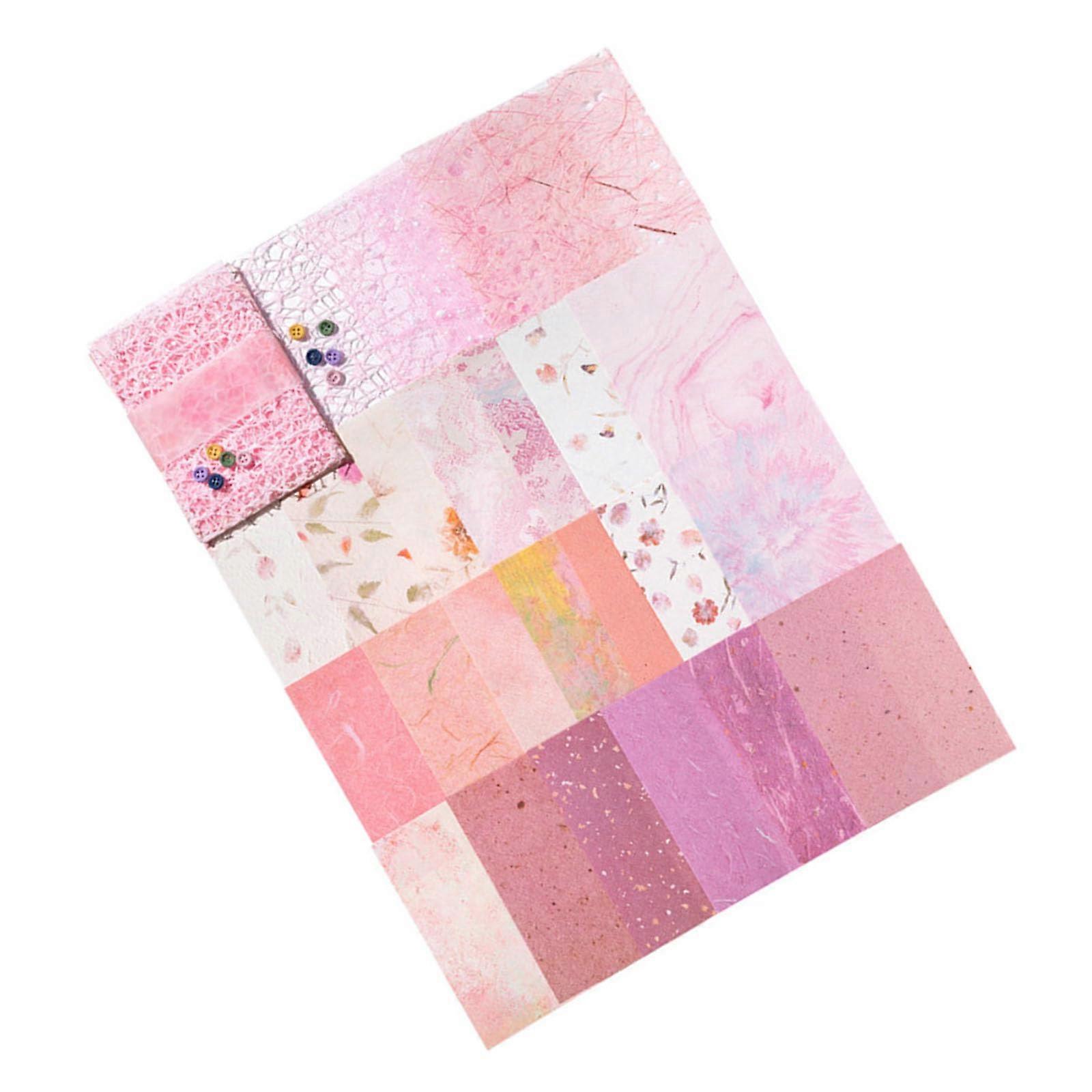 26 sheets of aesthetic decorative paper with 5 buttons for diary, photo album, picture frame, scrapbooking, rose embellishments under flowers.