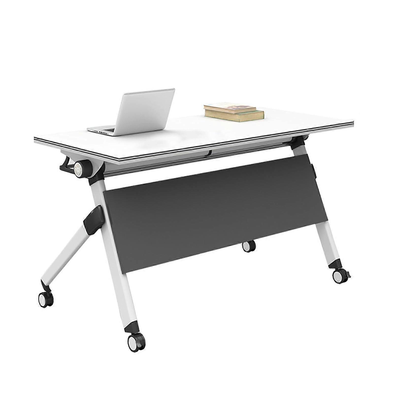 Folding conference table with flip and locking wheels, 120*75*40cm/47*29*16in.