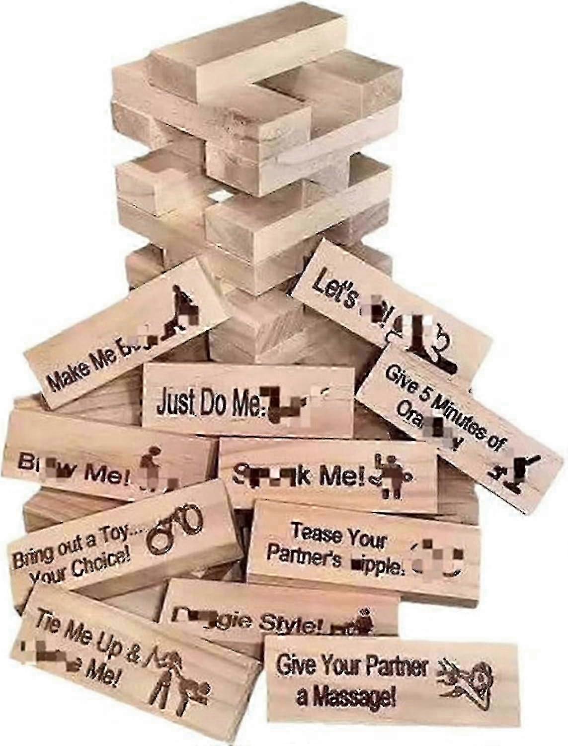 48pcs Fun Stacking Block Tower Game avec Action ou Vérité Questions pour les couples - Valentine's Tumbling Challenge