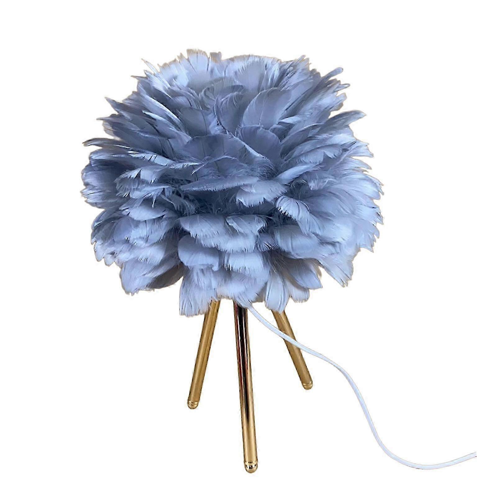 Feather Shade Table Lamp For Modern Bedroom