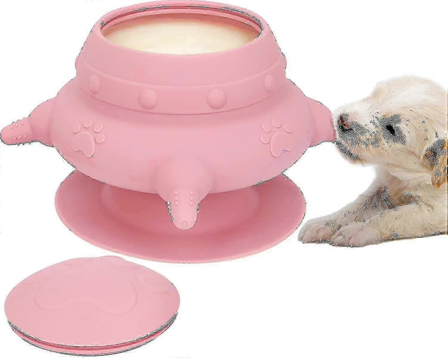 Puppy Milk Feeder Bowl with 4 Teats for Multiple Puppies, 240ml Dog Bubble Feeder