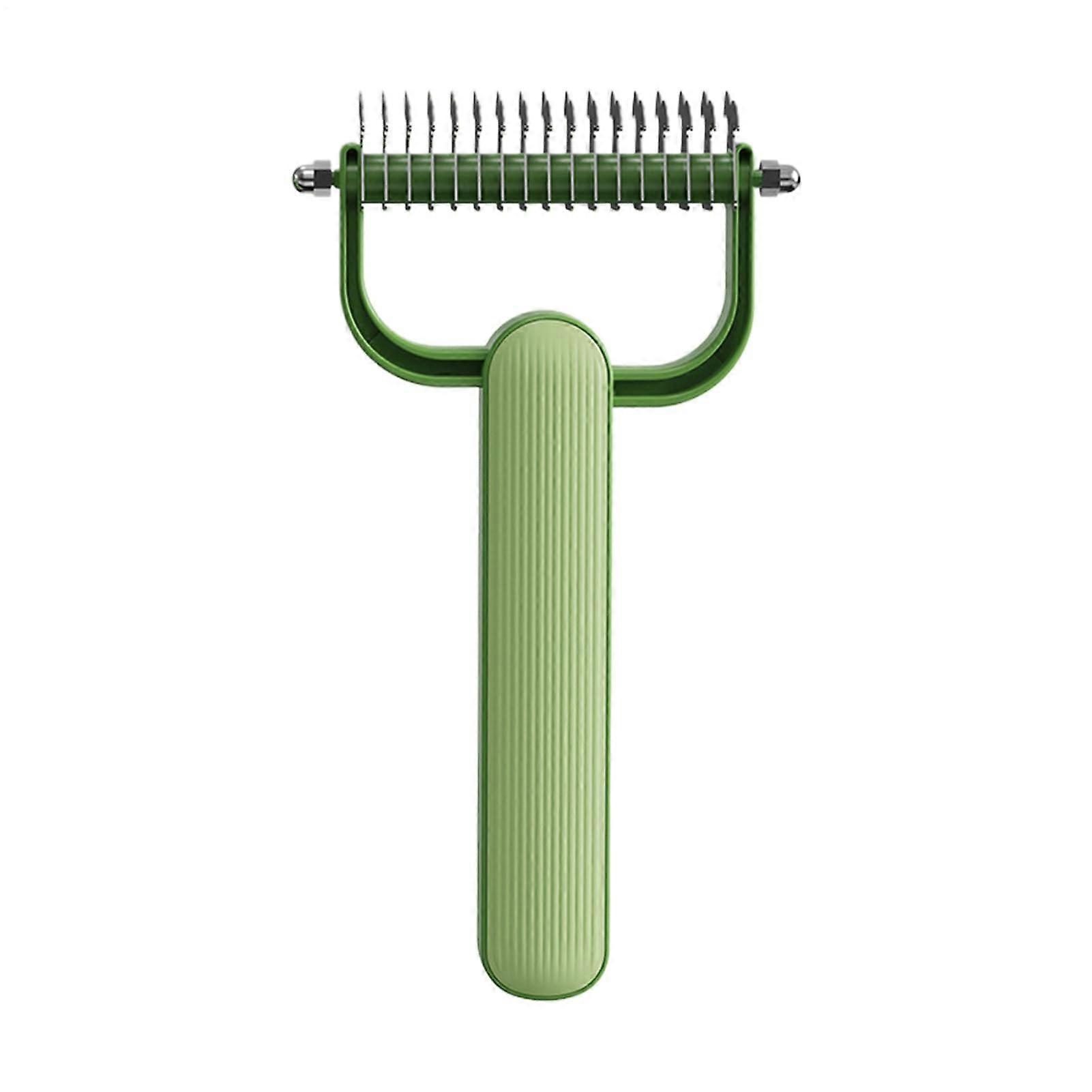 Dematting Comb Dog Grooming Tool With Anti-Pull, Detangling Brush For Cats And Dogs, Green, Multi-Purpose