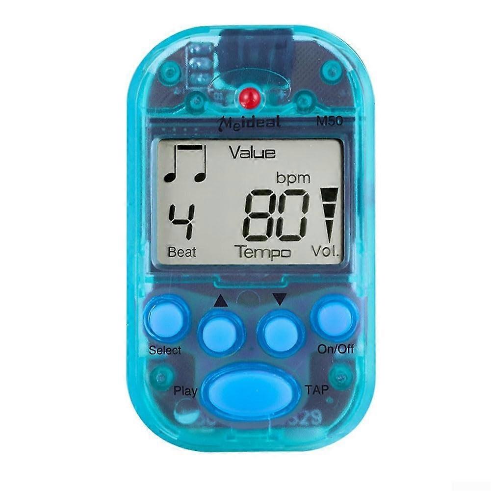 M50 Mini Digital Metronome with Clear LCD Rhythm Assistant for All Stringed Instruments Including Guitar and Violin (Blue)
