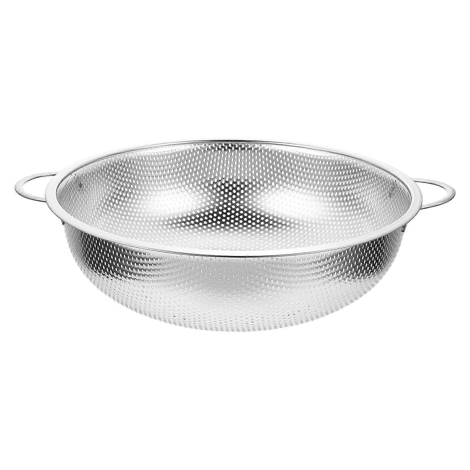 Household Strainers Stainless Steel Round Shape For Rice Washing And Food Storage 35X29CM 1Pack