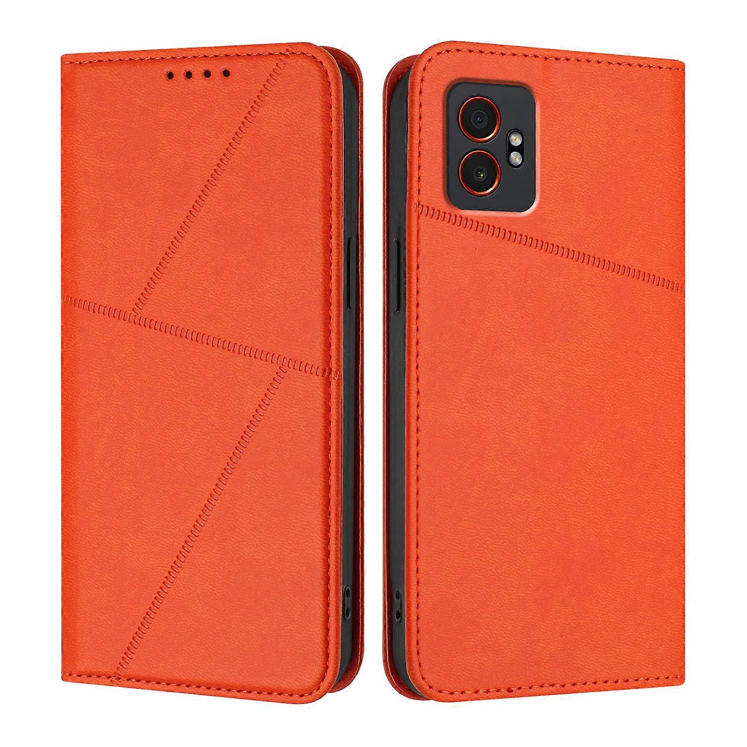 غطاء جراب TKdaddy لهاتف Samsung Galaxy XCover7 Pro غطاء محفظة مغناطيسي للإغلاق الجلدي مع حامل برتقالي