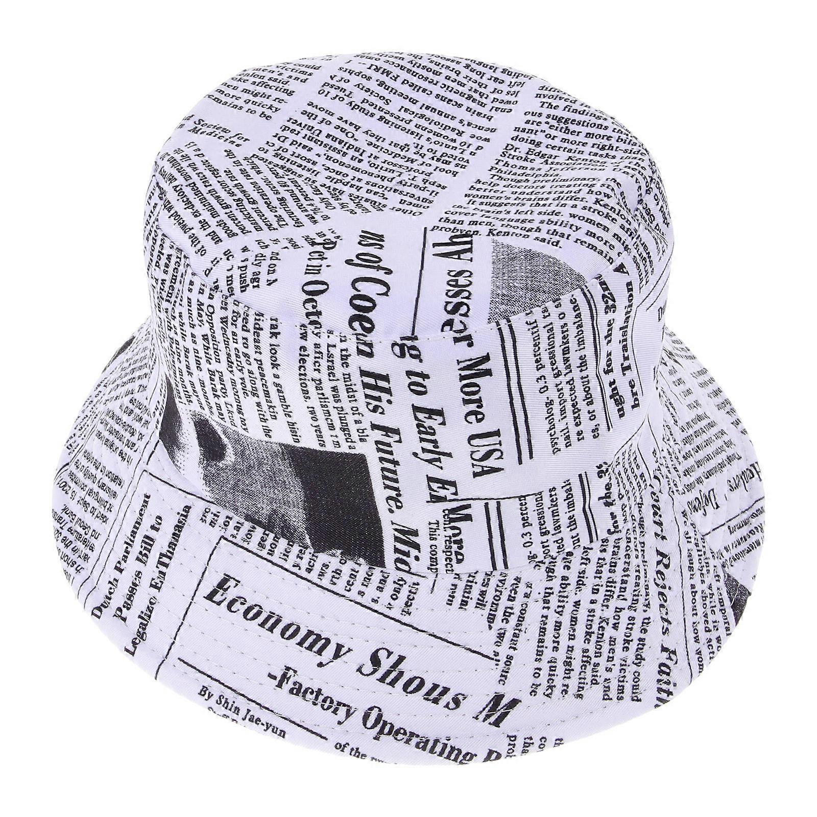 قبعة دلو الموضة للحماية من أشعة الشمس في الصيف قبعة صياد خفيفة الوزن للجنسين مع نمط صحيفة تصميم مريح تنفس للشاطئ في الهواء الطلق