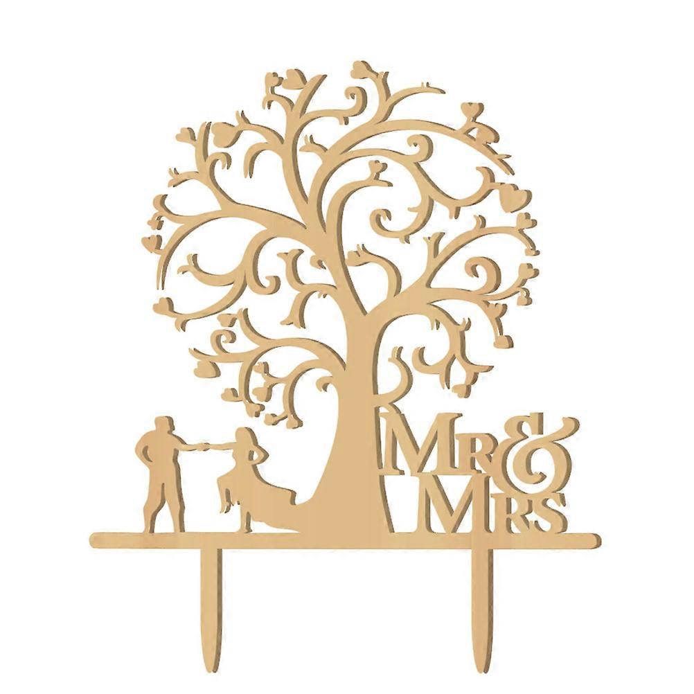 Wedding Toppers For Cakes Engagement Party Cake Topper Bird Tree Shape Wood Material 1Pack