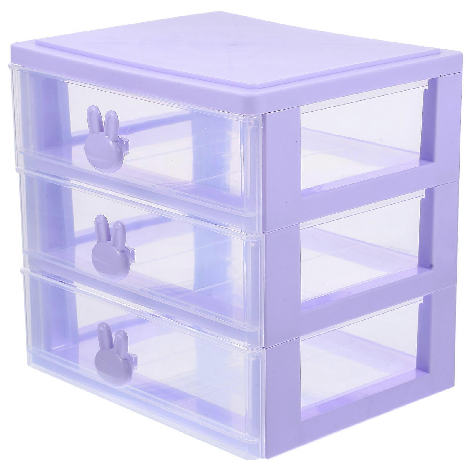 Storage Drawer Box Office Use Purple Rabbit Shape Organization 1Set