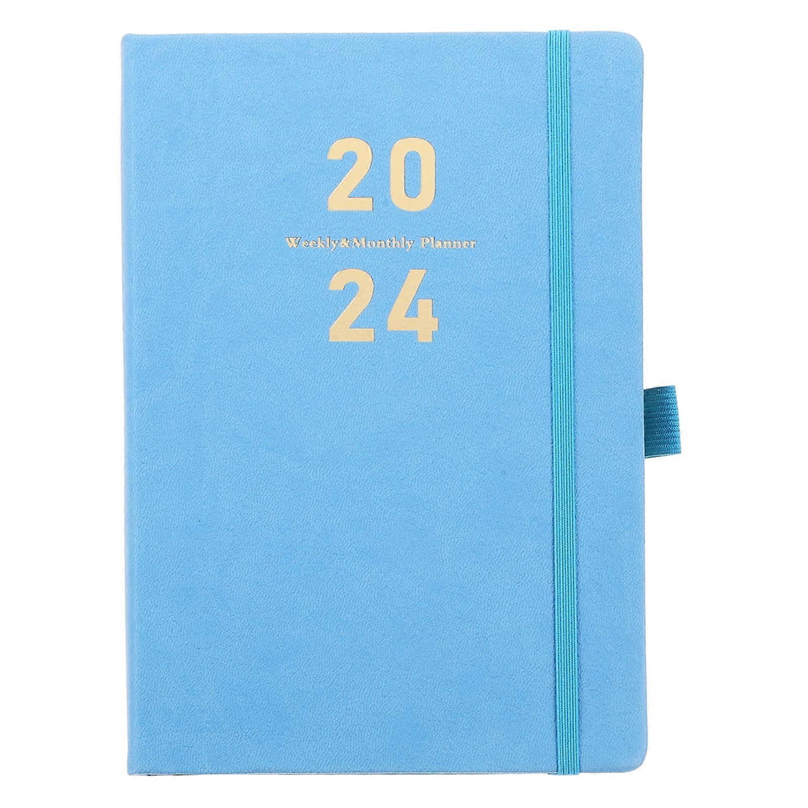 Daily Planning Notebook Planner For Office Work Travel Rectangular Imitation Leather Blue 1Pack