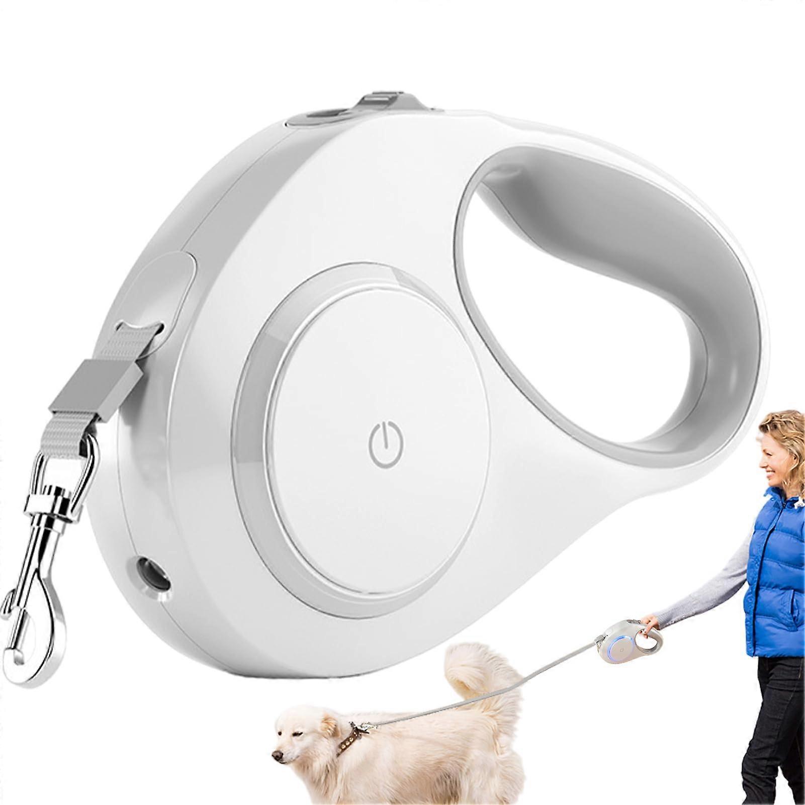 Retractable Dog Leash with LED Light, Teleskop Traktionseil, Classic Gray for Hiking, Walking, Camping, and Sports