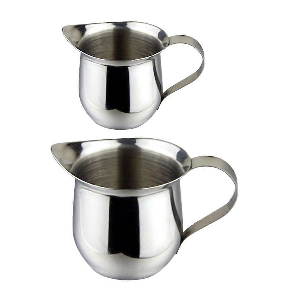 Stainless Steel Milk Frothing Pitcher Cups for Coffee, Milk Storage & Sauces – Smooth Finish, 2pcs Set for Home Bar & Restaurant Use