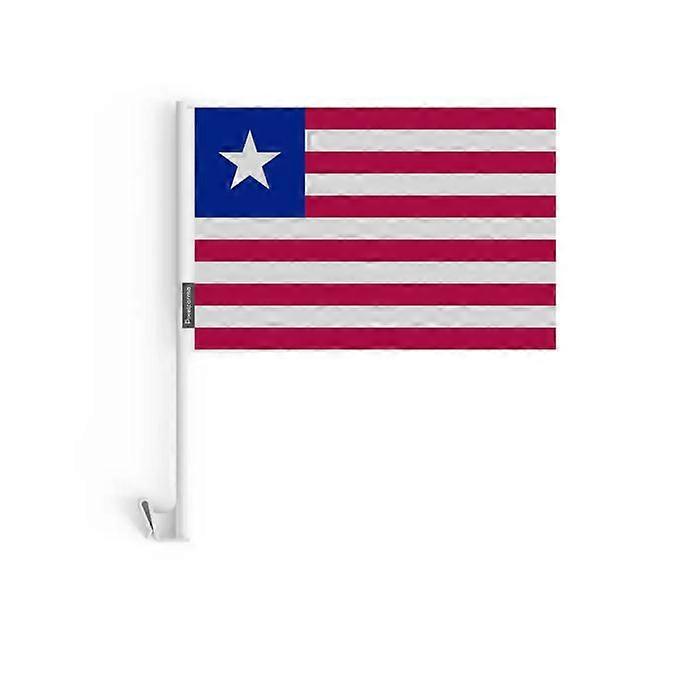 Liberia Car Flag – 14 x 21 cm – Polyester Fabric – Window Attachment – 20 pieces