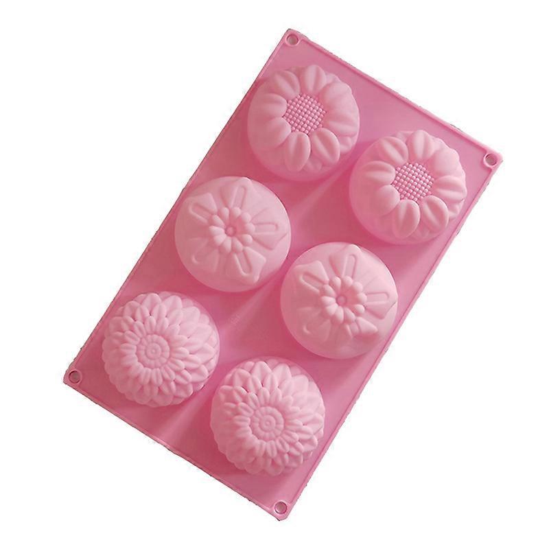 1Pc 6 Cavity 3 Different Flowers and Plants Shape Silicone Chocolate Mold DIY Handmade Soap Sunflower Moon Cake Mold