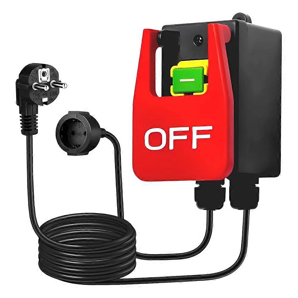Single-Phase On/Off Switch 230V 16A Emergency Stop Safety Switch with Socket for Milling Tables and Electrical Devices