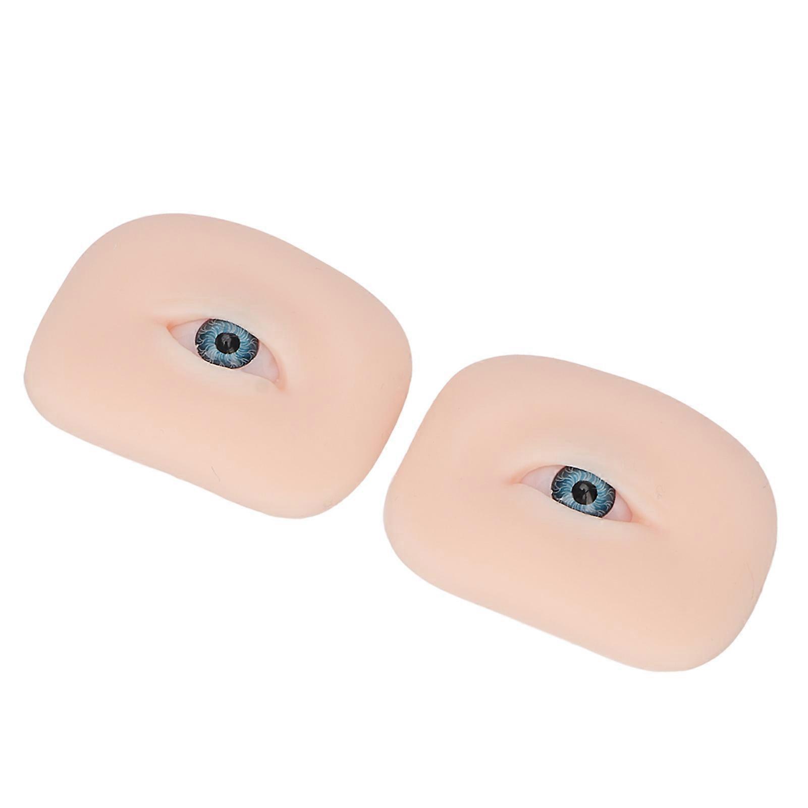 1 Pair Soft Silicone Eye Model Flexible 5D for Practicing Piercing Suture Makeup Teaching Instructions Blue Eyeball 