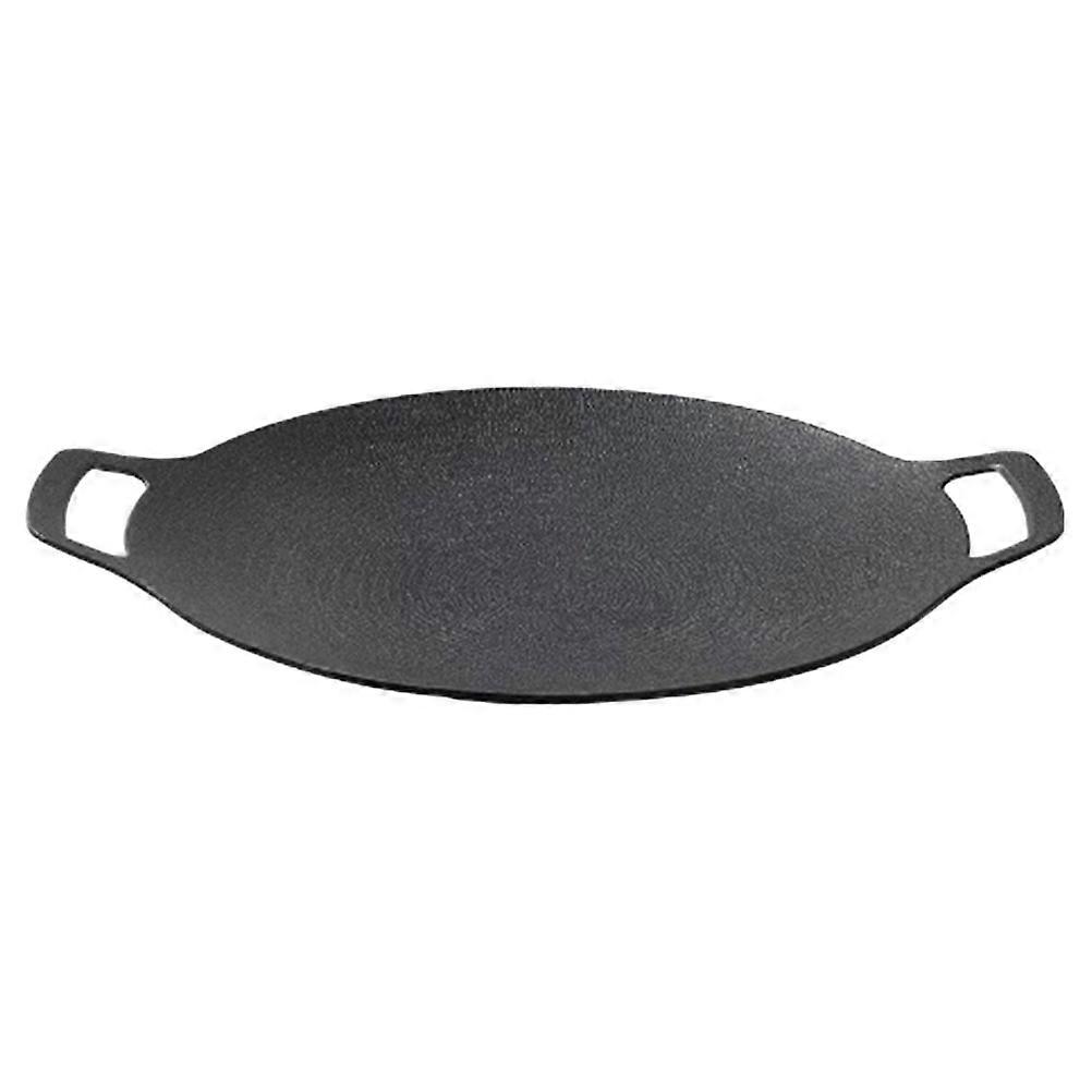 Portable Non Stick Cast Iron Grill Pan with Handle for Home & Camping – Even Heat Distribution Disc Cooker for BBQ, Steaks, Vegetables, Fish & Pizza