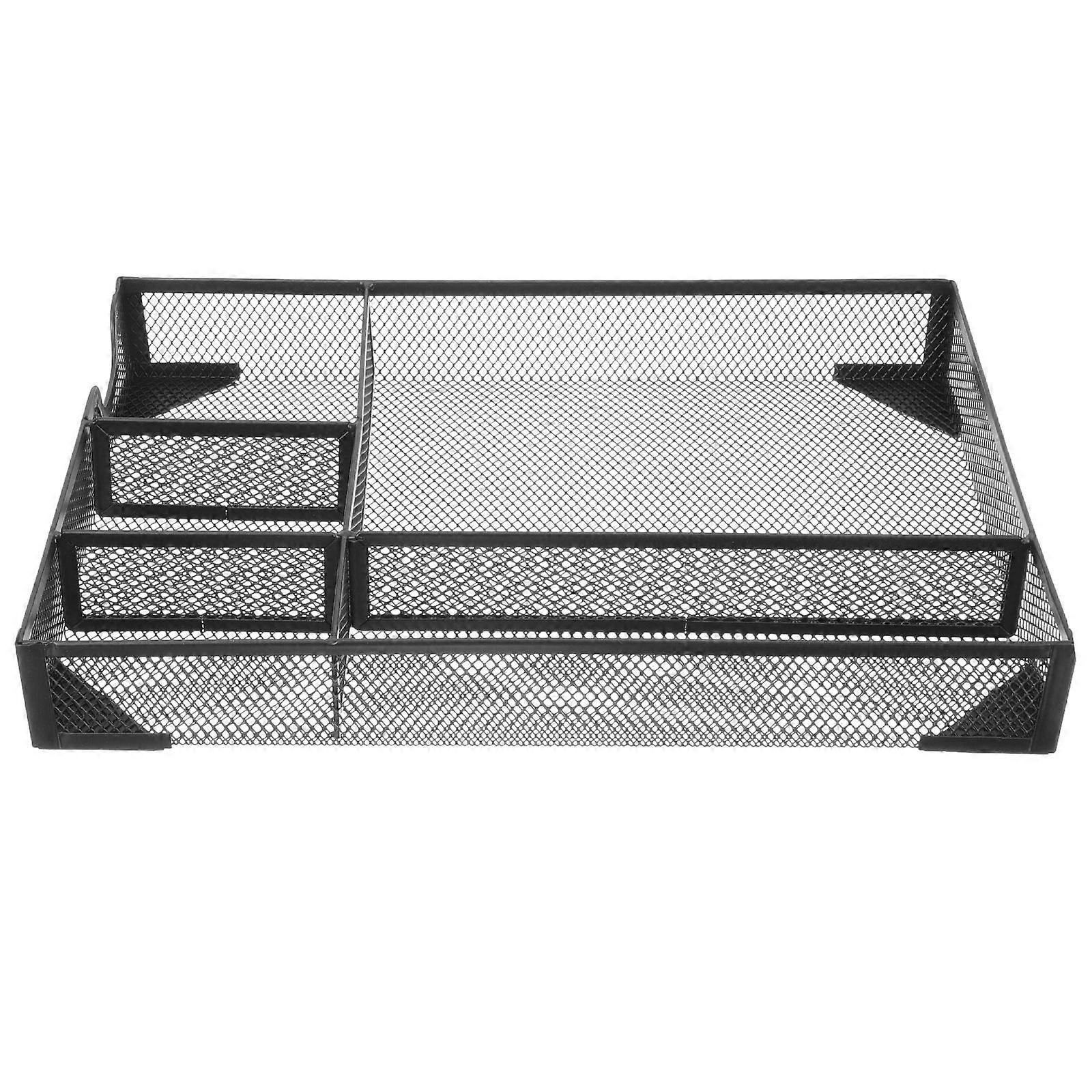 Black Metal File Organizer for Storage Use Simple and with Internal Partitions 7.9 x 4.3 x 11.8 Inches