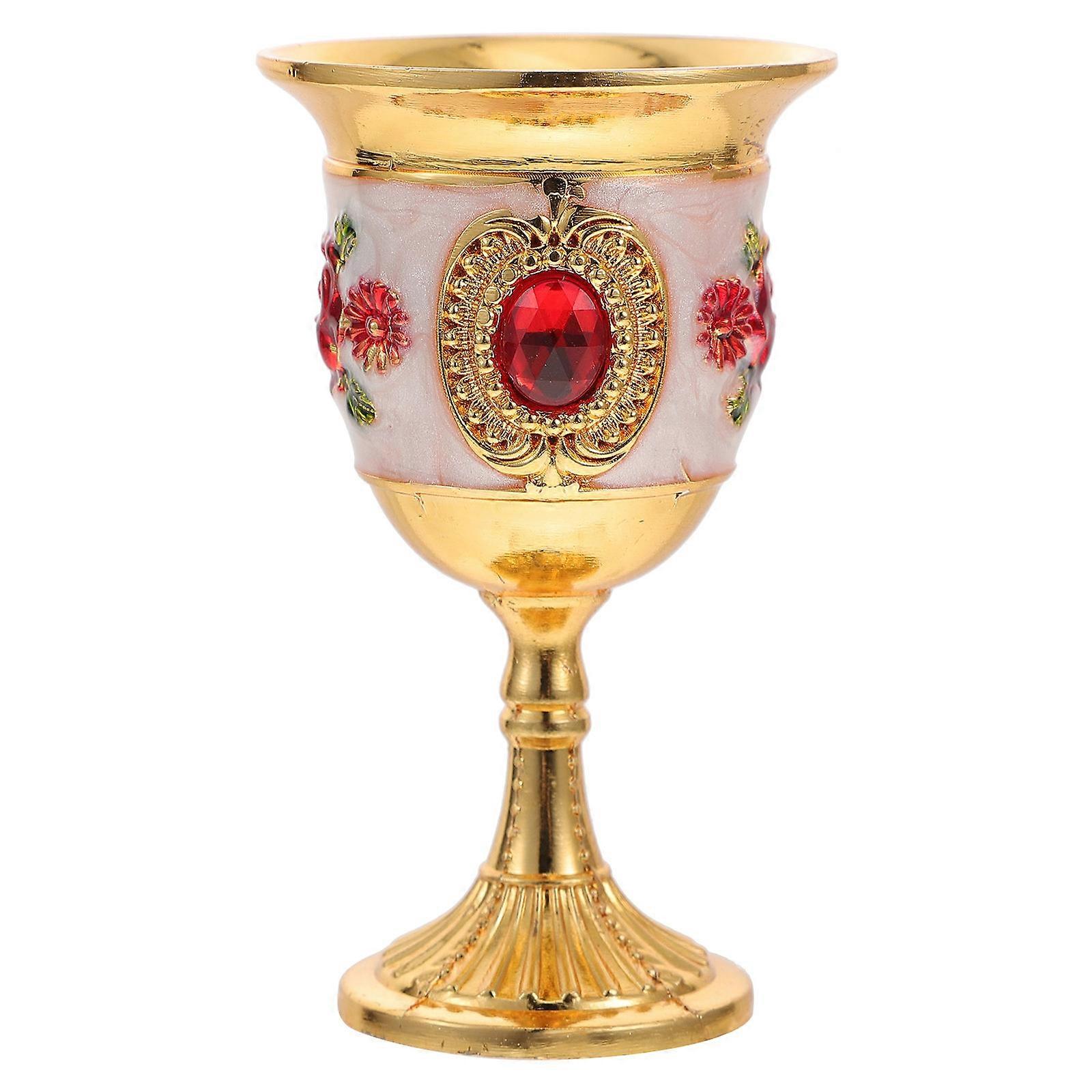 Retro Goblet with Patterns for Home Zinc Alloy Cup 4.5 Inches Tall
