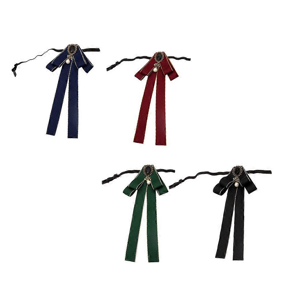 Here's a refined and professional product description based on your input:
**4pcs Women Elastic Bow Tie Stylish Pre Tied Neckties for School
