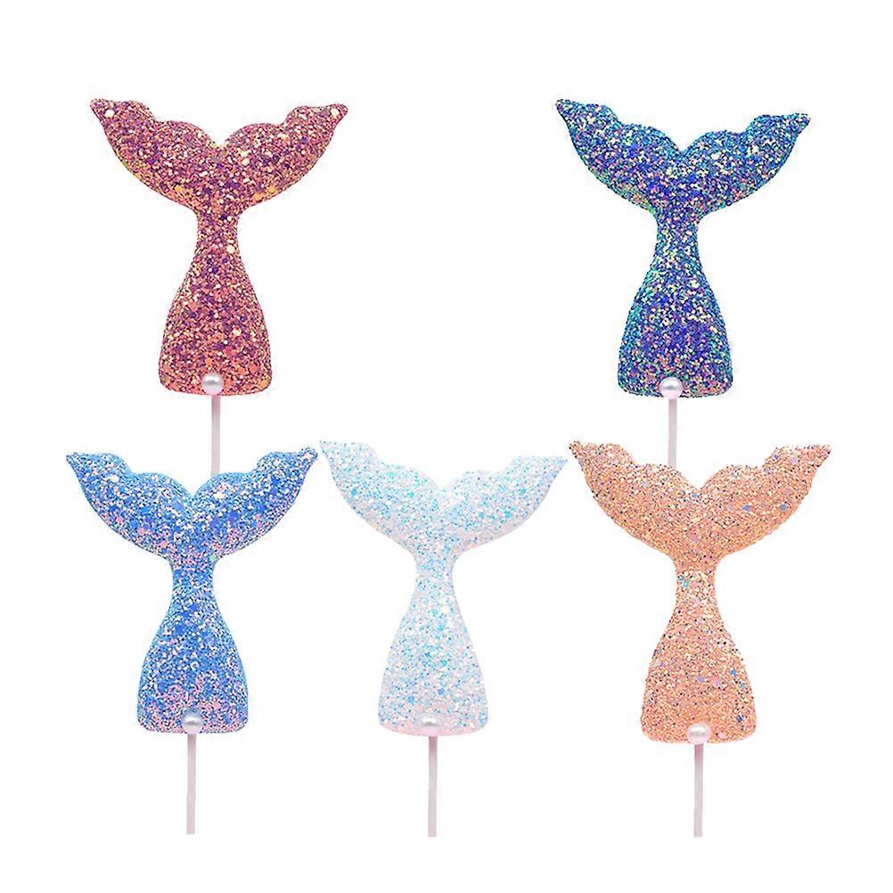 Cupcake Muffin Picks Mermaid Shape Cake Toppers Bright Color Paper Sponge Material Decoration For Cakes Cookies Fruits 10Pack