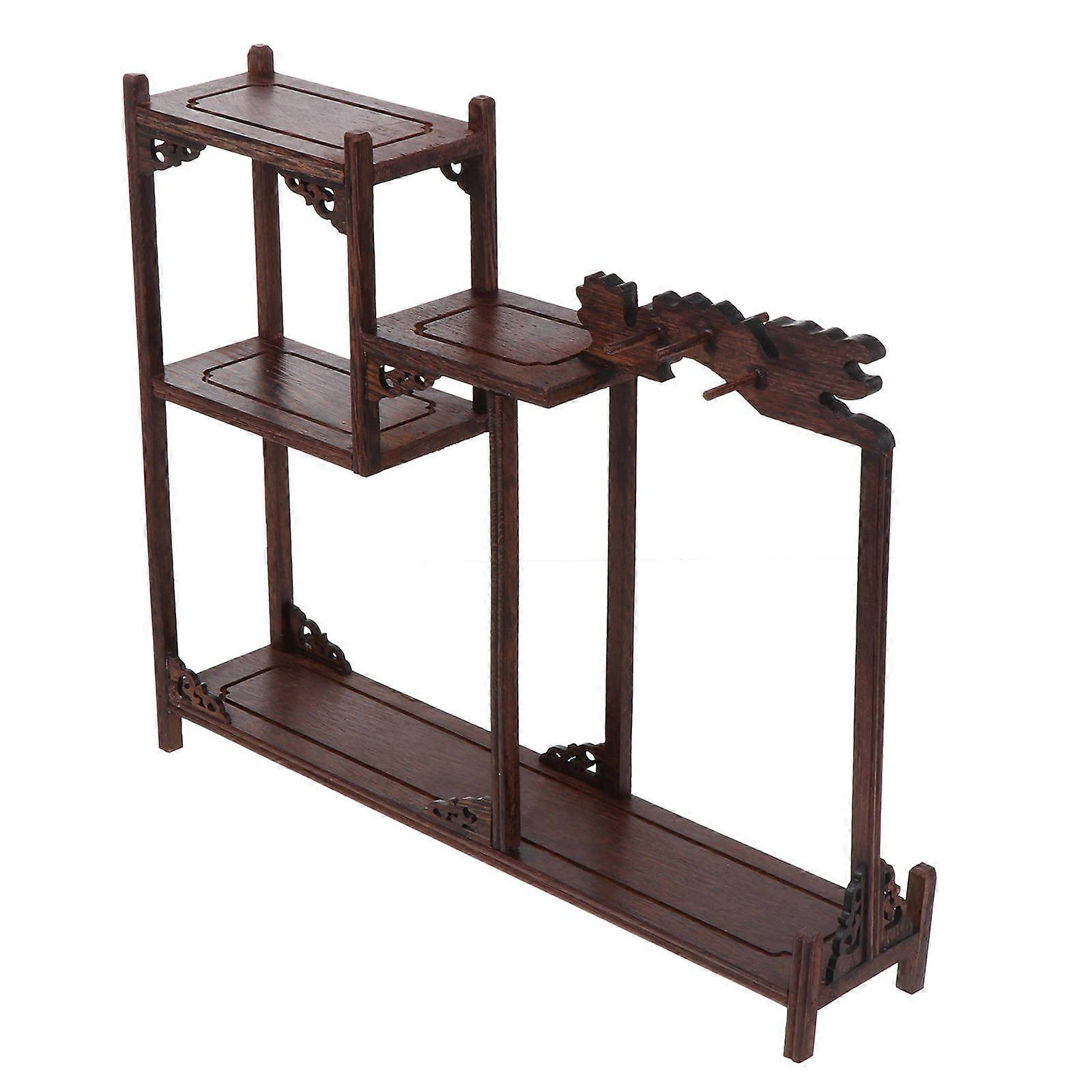 Antique Display Stand for Home Use with Pattern Dark Red Plastic 7.87 Inches