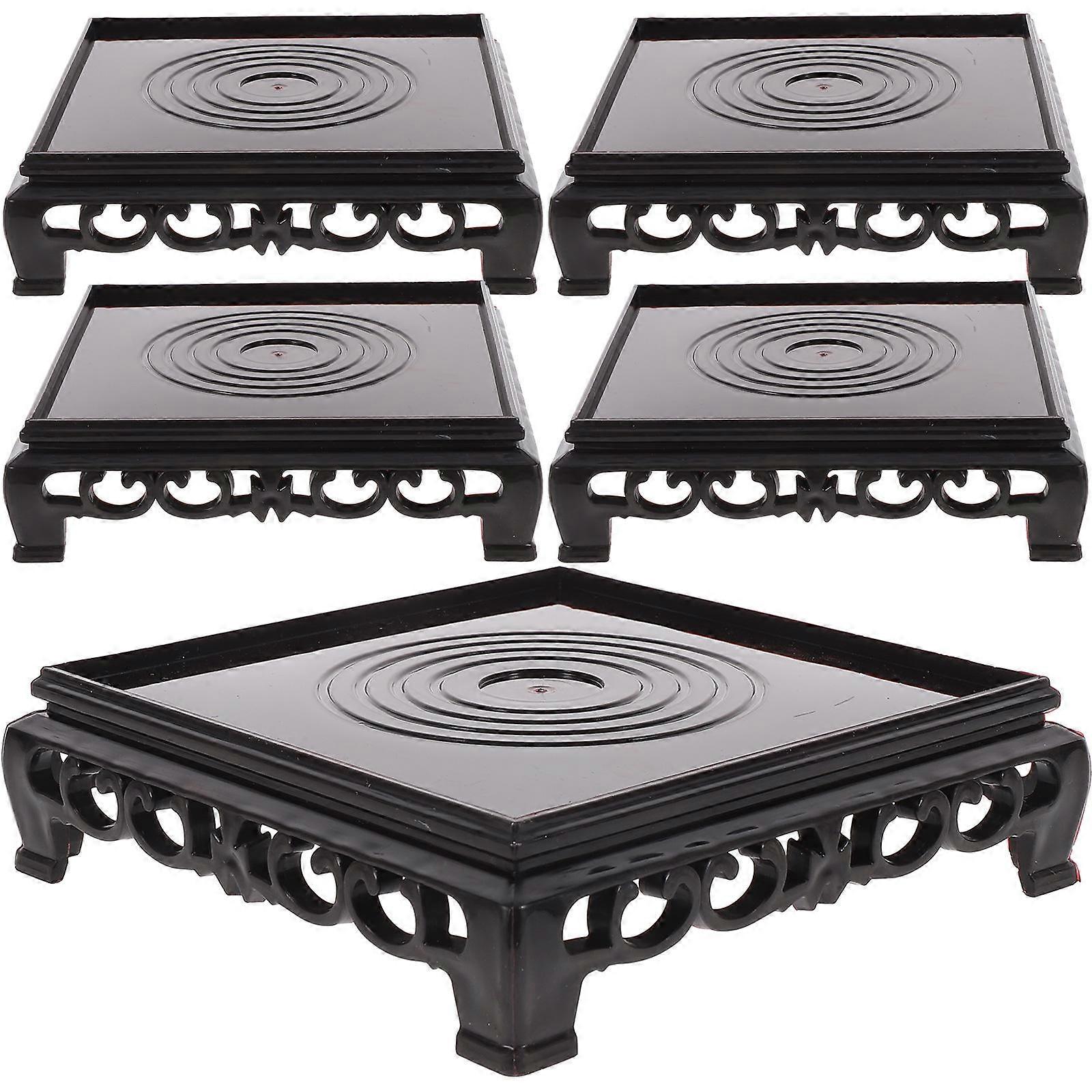 Black Plastic Plant Stand for Home with Premium Quality and Smooth Edges for Small Potted Plants 5 Pieces