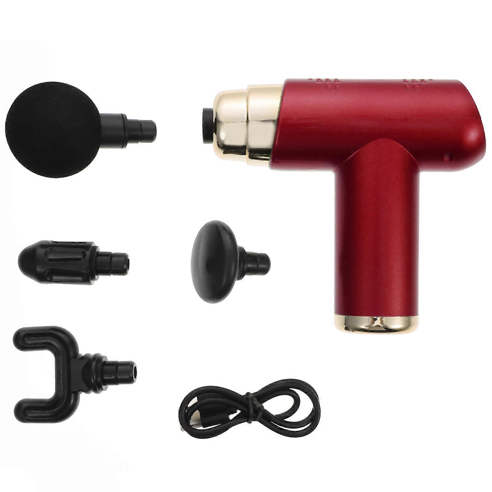 Compact Mini Massager For Muscles Fascia Travel Yoga 6-Speed Adjustment Type-C Charging Red 1Set