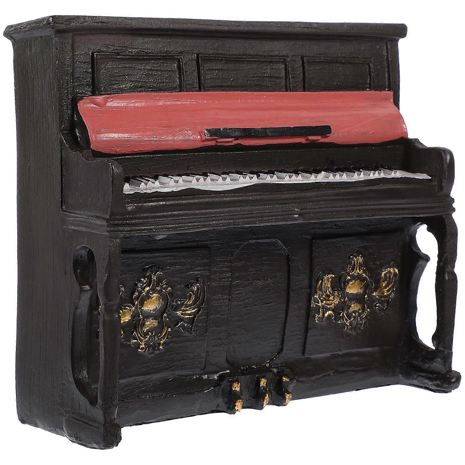 Black Resin Piano Figurine for Decoration with Workmanship and Realistic Appearance 4.3 inches