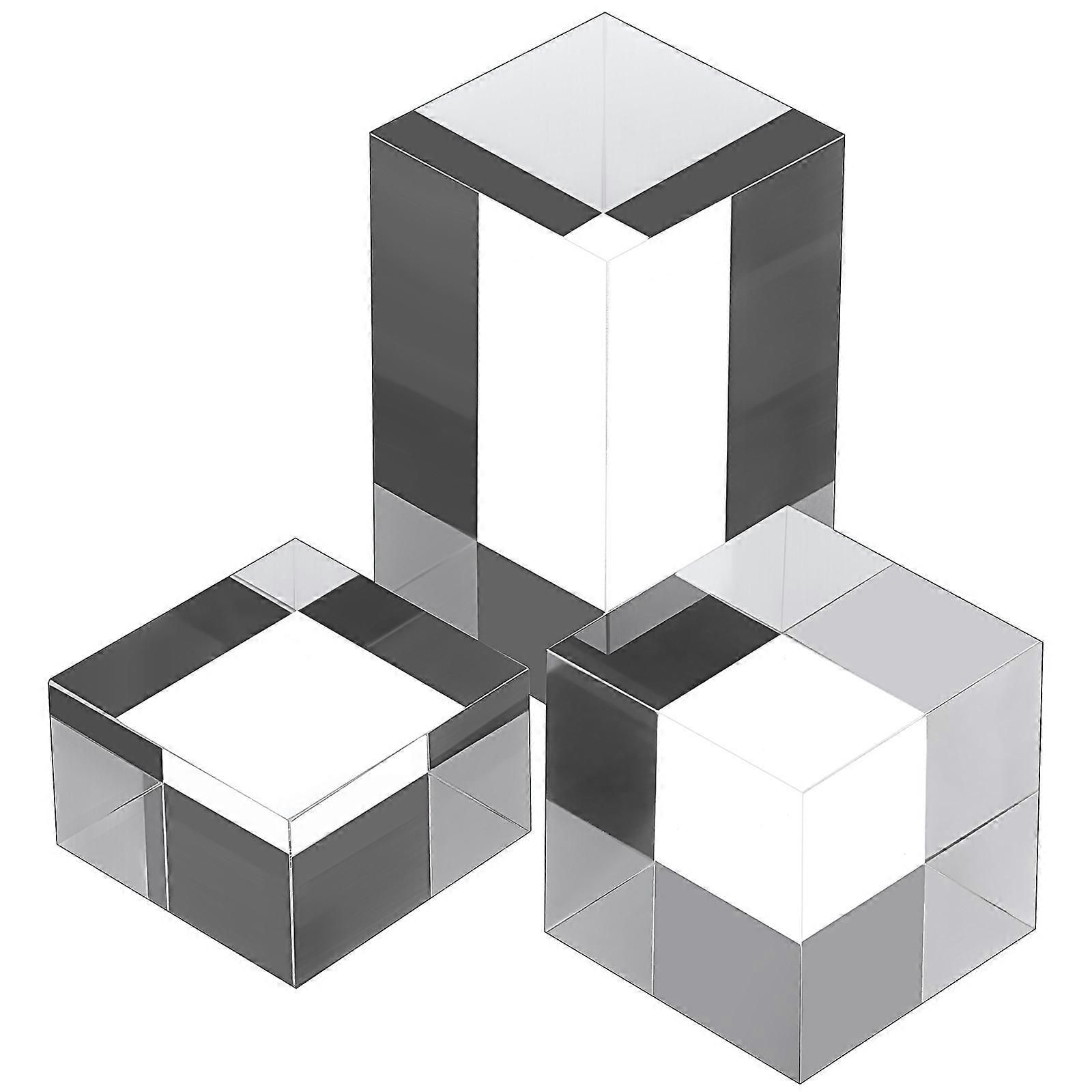 Acrylic Display Blocks for Jewelry and Crafts Transparent Stand with 3 Different Sizes