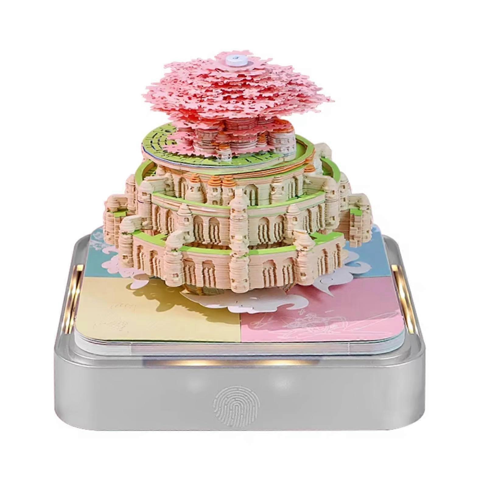 3D Calendar TearOff Notepad with LED Light, Creative Paper Carving Art