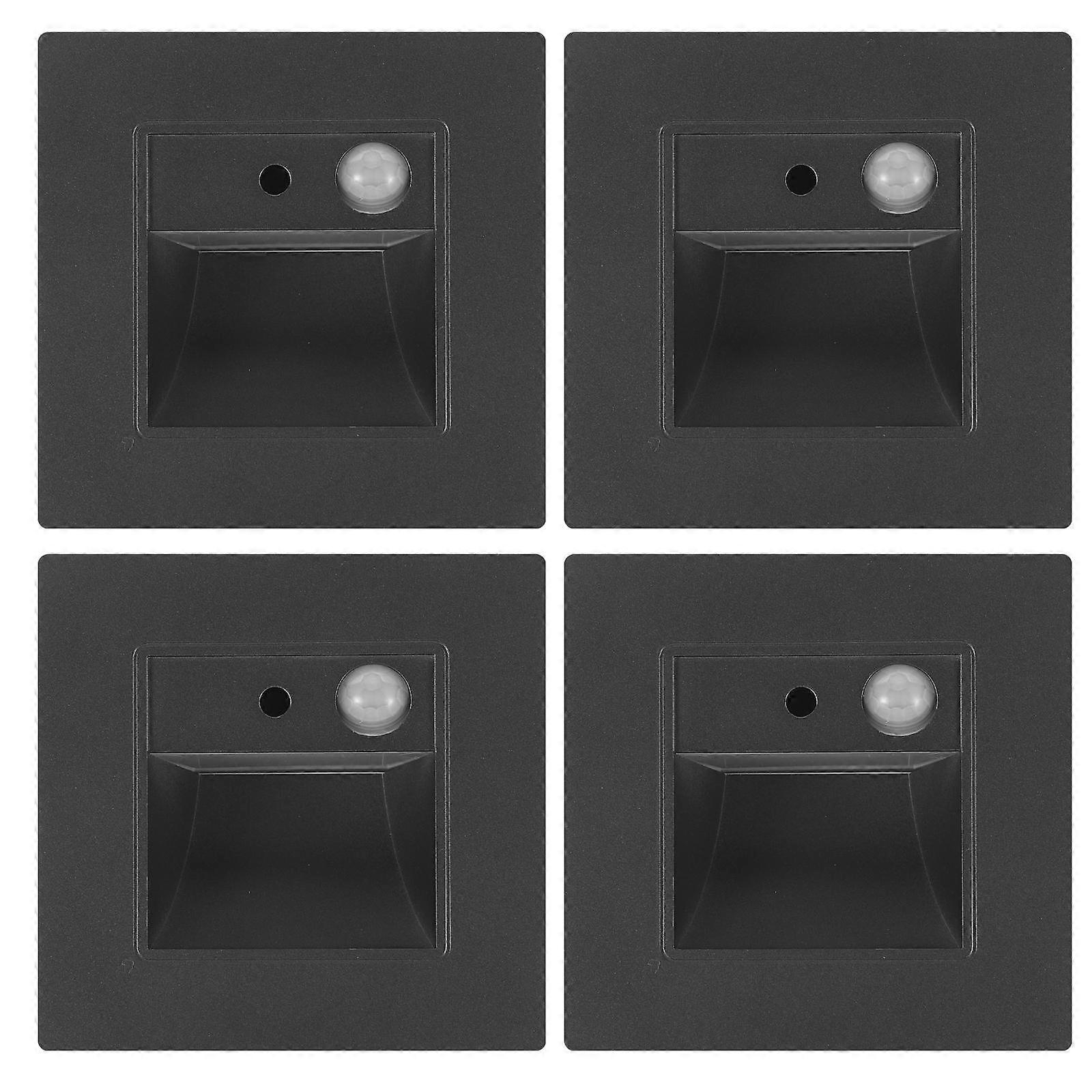 Indoor Step Lights For Stairs Sleek Modern Design Grey Color Material Energy Efficient Safety Lighting 4Set