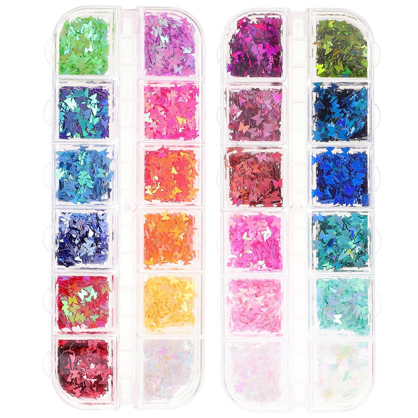 Butterflies Shaped Nail Art DIY Sequins for Decoration with Assorted Color in 2 Boxes