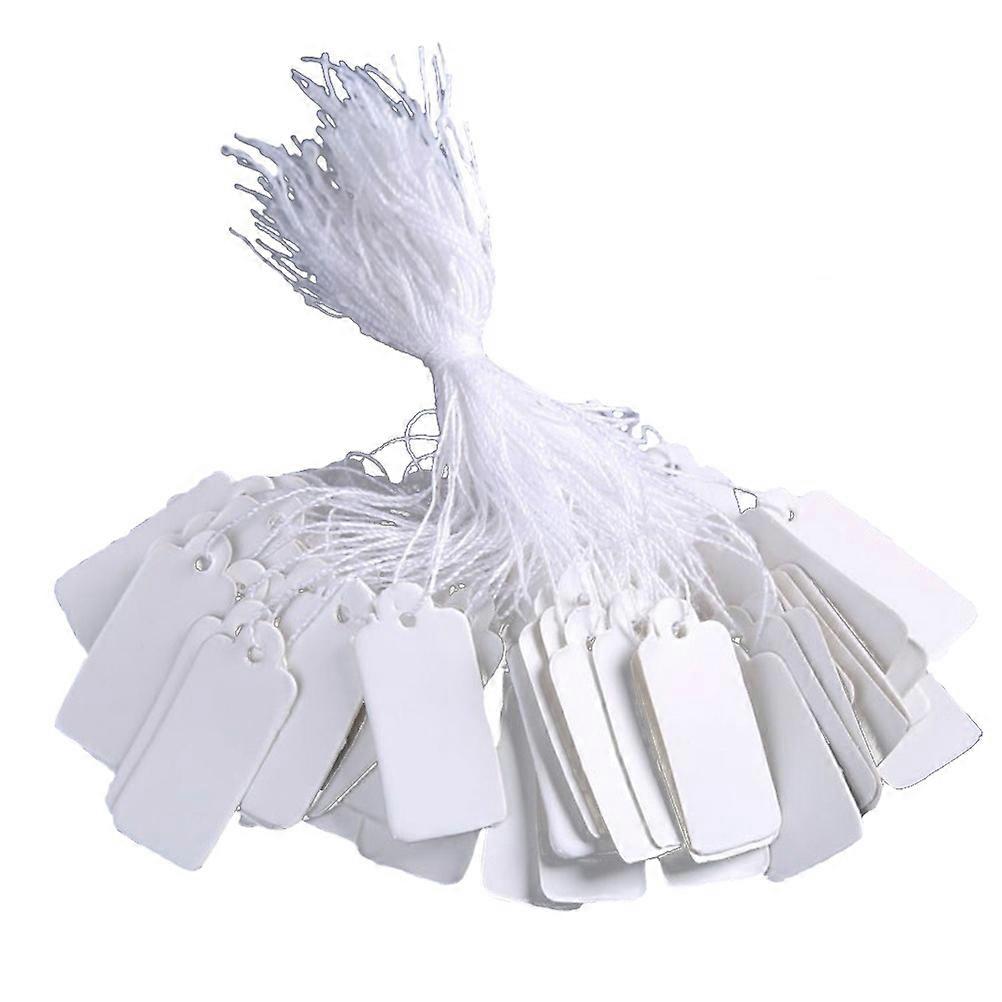 White Paper Display Tags with Hanging String for Jewelry Clothing Shop Use 1000 Pack