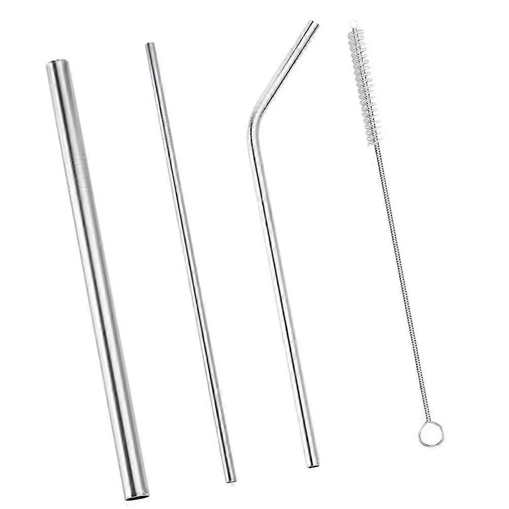 Stainless Steel Straws with Cleaning Brush for Drinking Use Silver Color 7.9 Inches