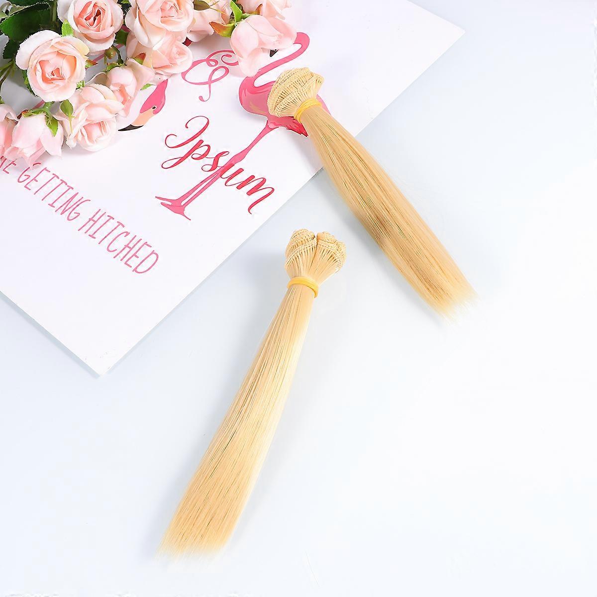 5 Pcs 15cm Heat Resistant Straight Wig for Handcrafted DIY Doll Wigs Weft Hair Extensions Wheat