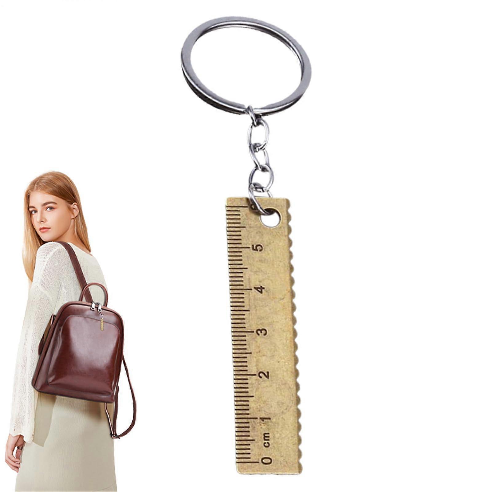 Portable Ruler Keychain - Bronze Color, Multi-Functional Measuring Tool for Keys, Wallets, Bags, and Car Accessories