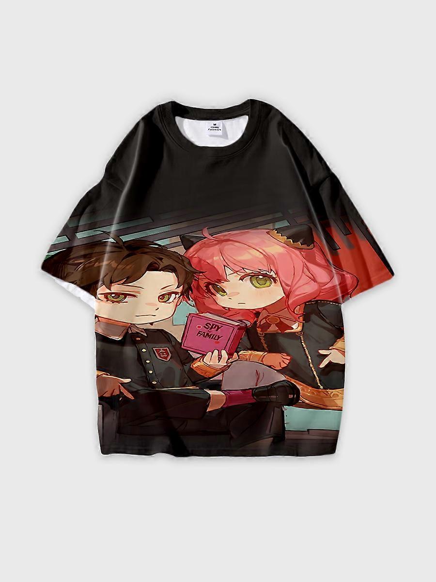 T-shirt girocollo Cartoon Pattern manica corta sciolta O266