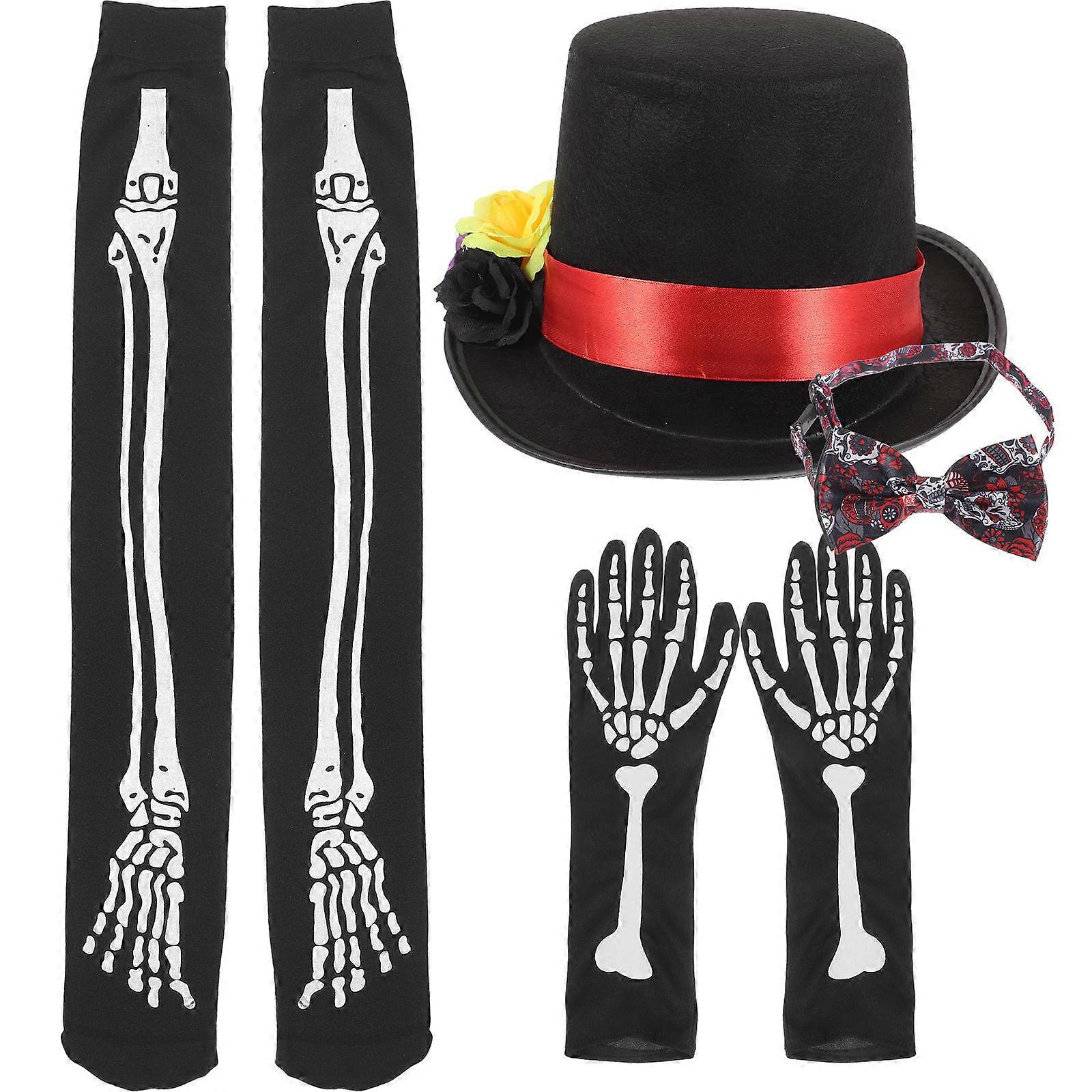 Scene Gloves Halloween Gloves Skull Ornaments Stylish Uniquely Designed Cape Halloween Set 1Set