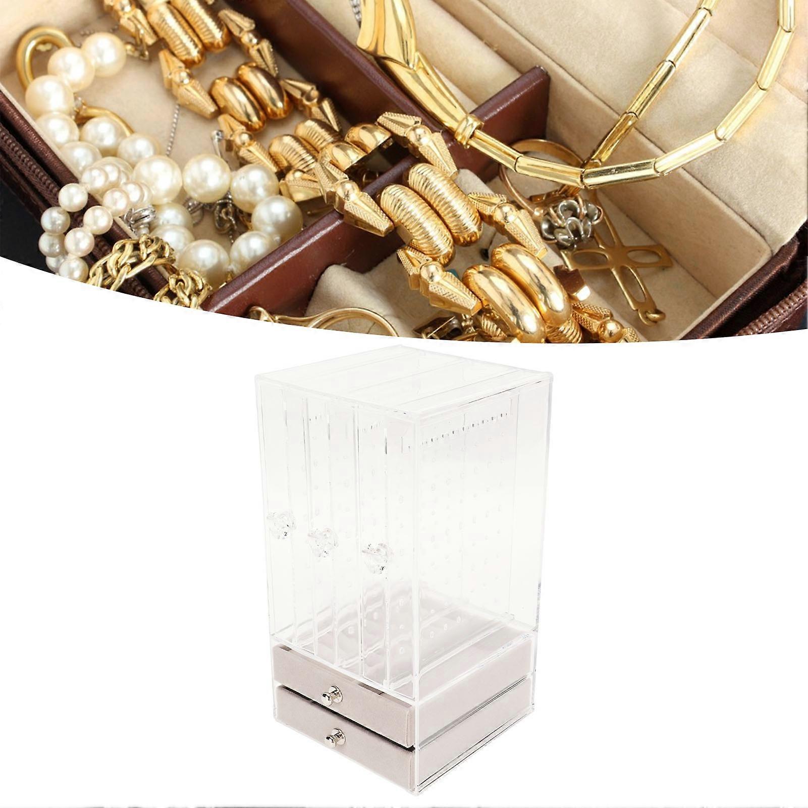 5-Drawer Transparent Acrylic Earring Holder Dustproof Storage Display