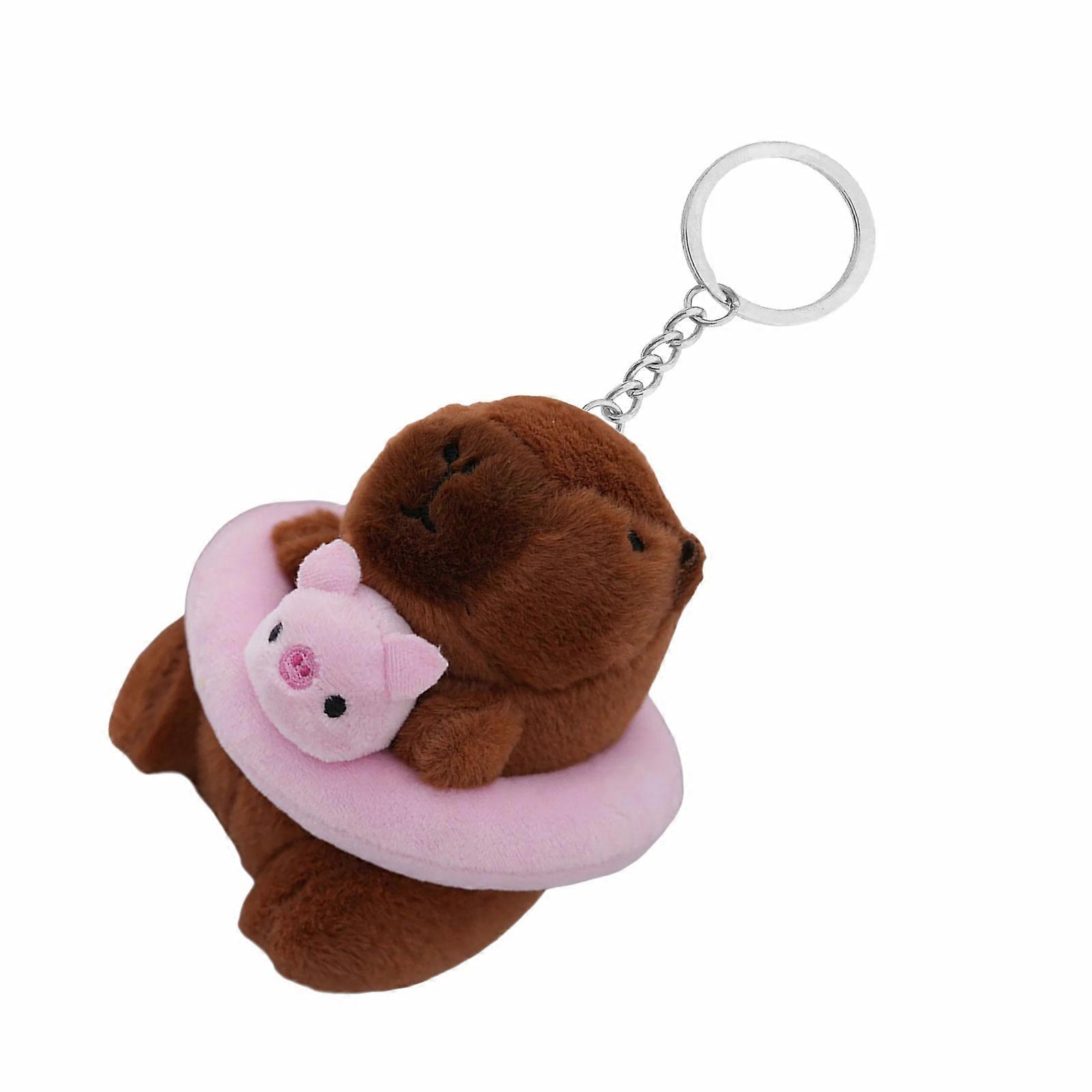 Multipurpose Capybara Plushie Pendant Stylish Animal Shaped Keyring Plush Toy Bag and Phone Decoration for Daily Use  Pink