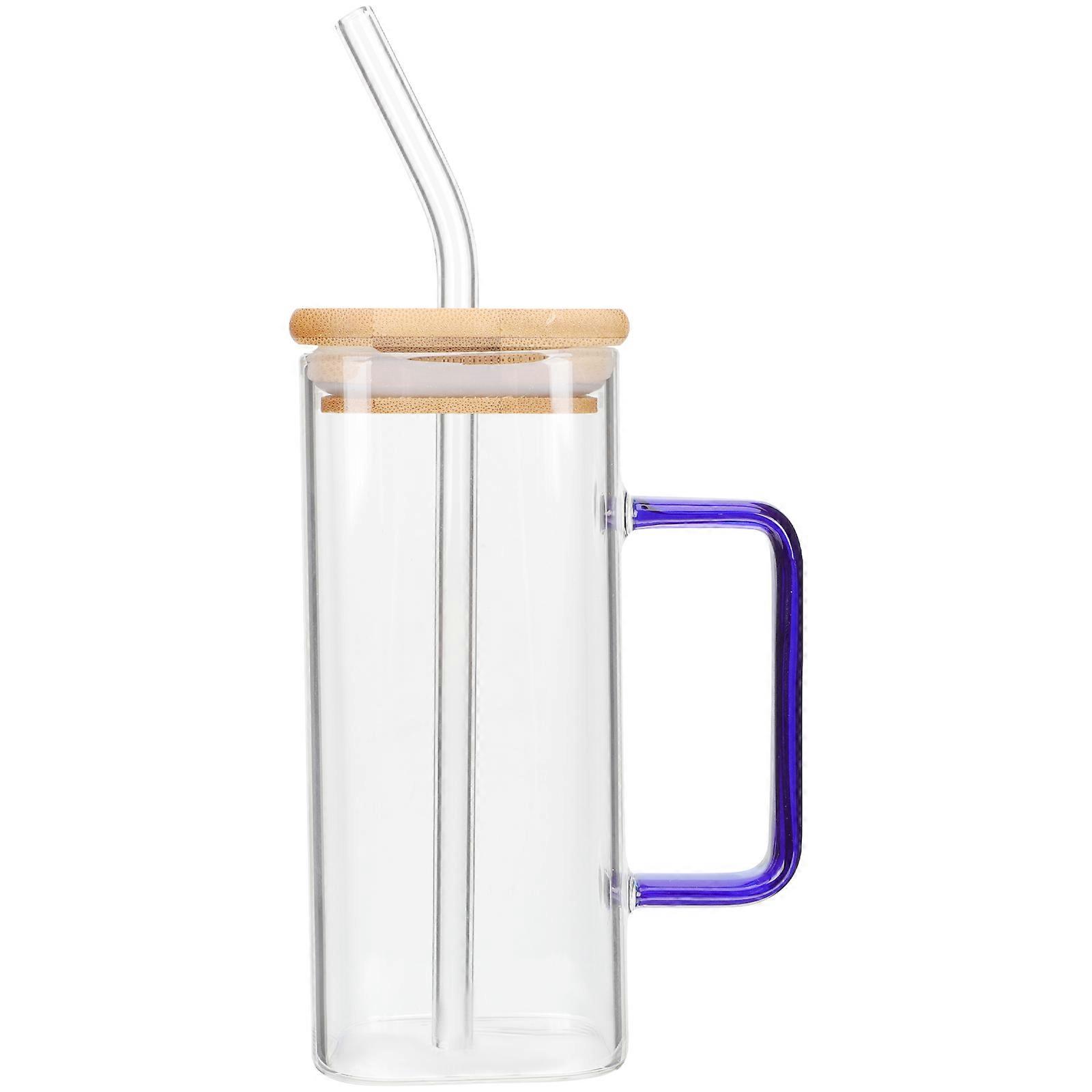 Transparent Glass with Bamboo Lid for Storage Safe Heat Resistant 12 oz
