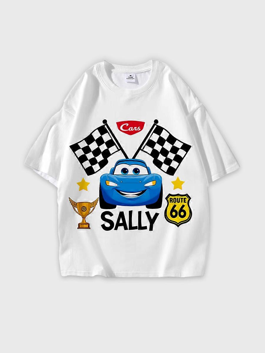 T-shirt round neck Animation Character Pattern loose short sleeve E1321