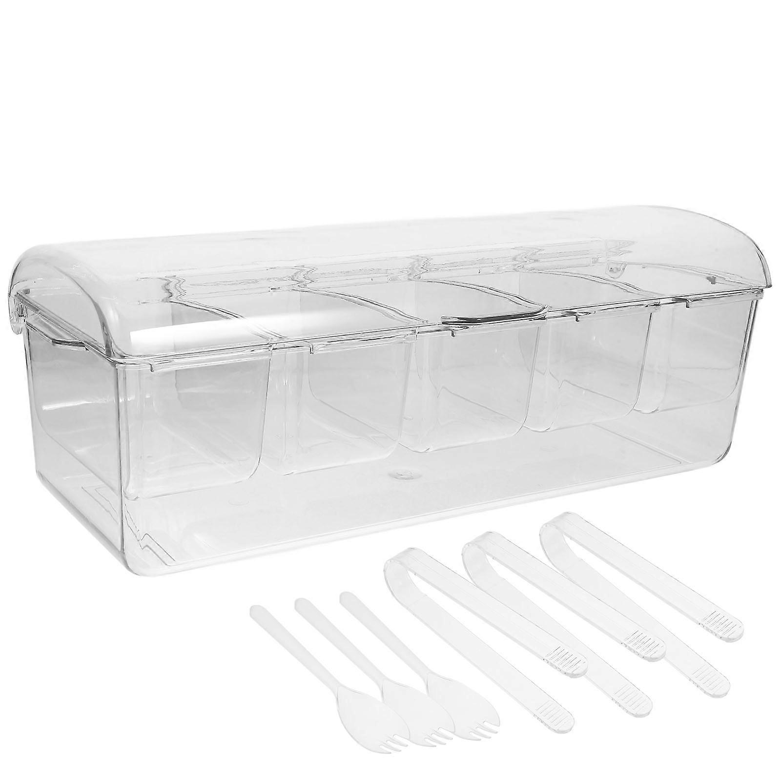 Chilled Salad Storage Box with Lids, Forks, Clips, Multi Compartment Food Container for Outdoor Picnics, BBQs, and Gatherings to Keep Ingredients
