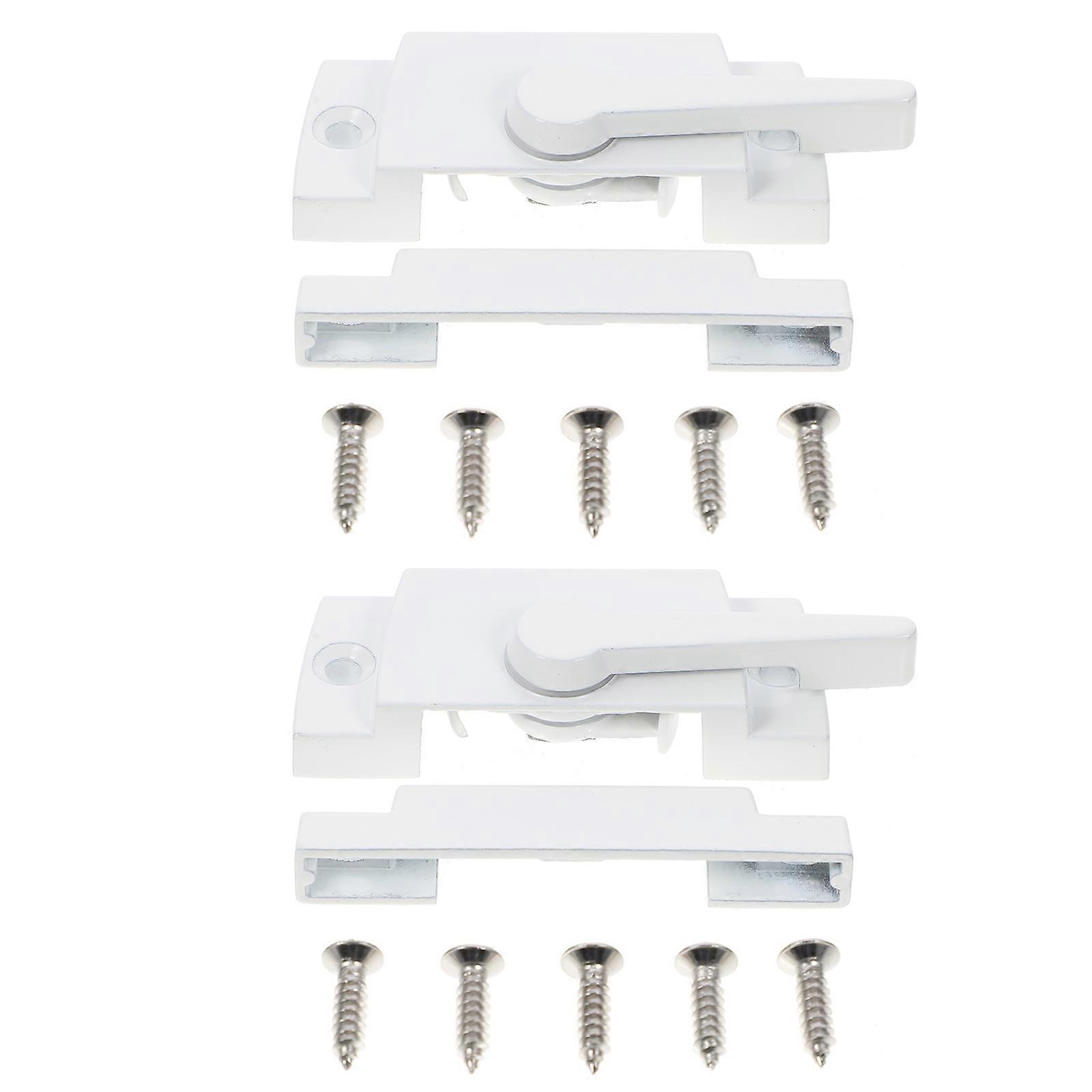 Window Locking Mechanism Zinc Alloy Cam Sash Locks Home Security Accessories 2 Sets White Color