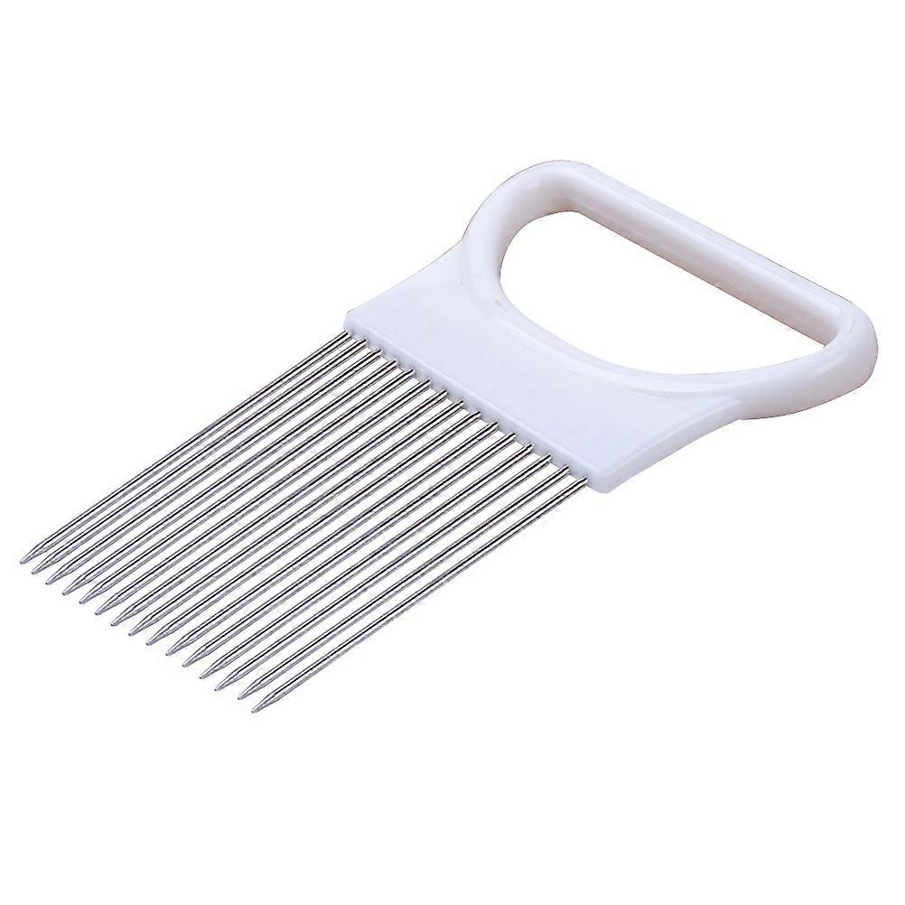 Vegetable Holder Onion 12-Prong for Holding with Non-Slip Handle White