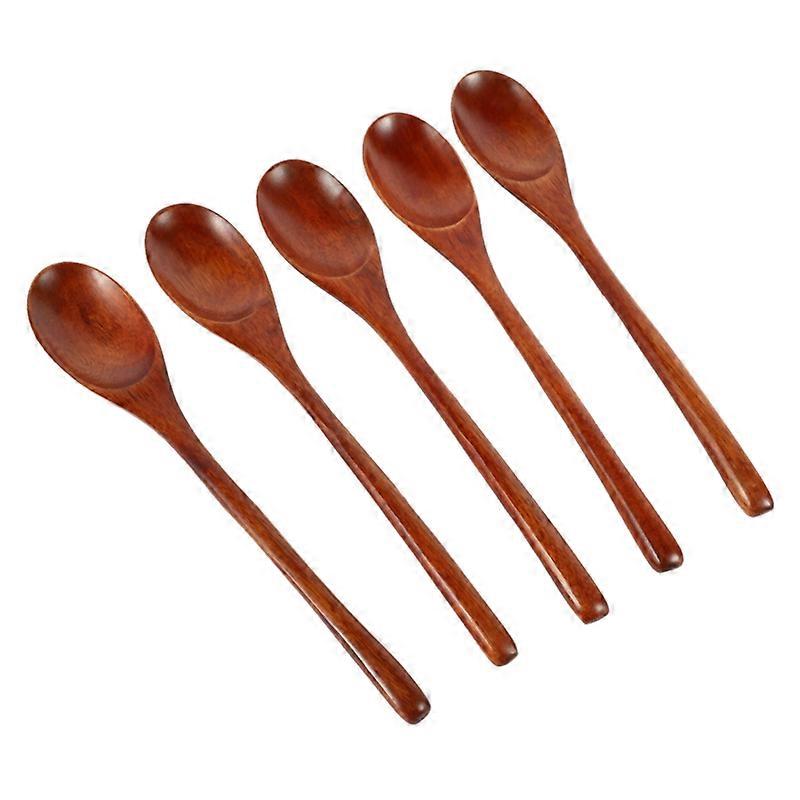 Spoons Wooden Soup Spoon 5 Pieces Eco-friendly Tableware Natural Ellipse Wooden Ladles Food Spoon Set Mixing Mixing C